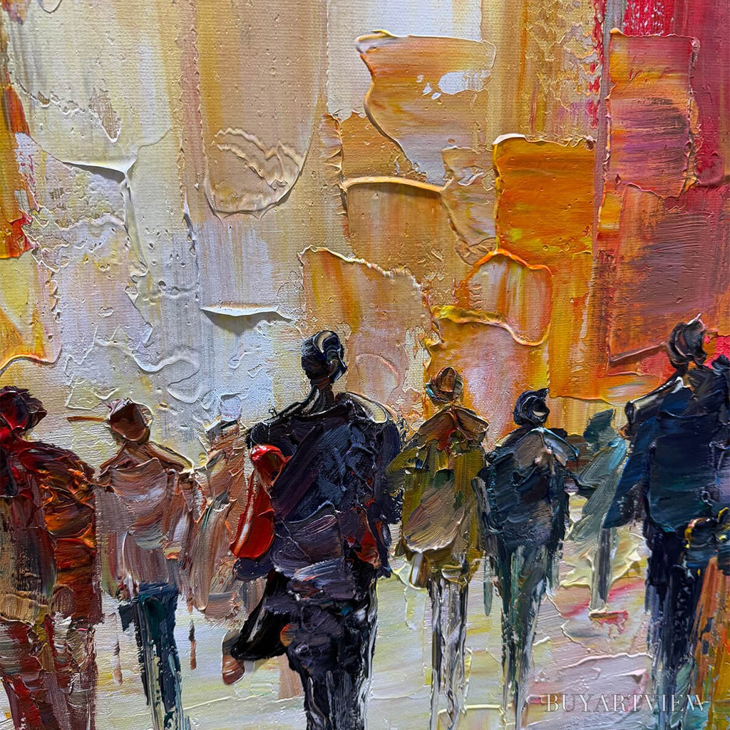 ARTOVITAS City Lights – Textured Impasto Cityscape Oil Painting - image 3