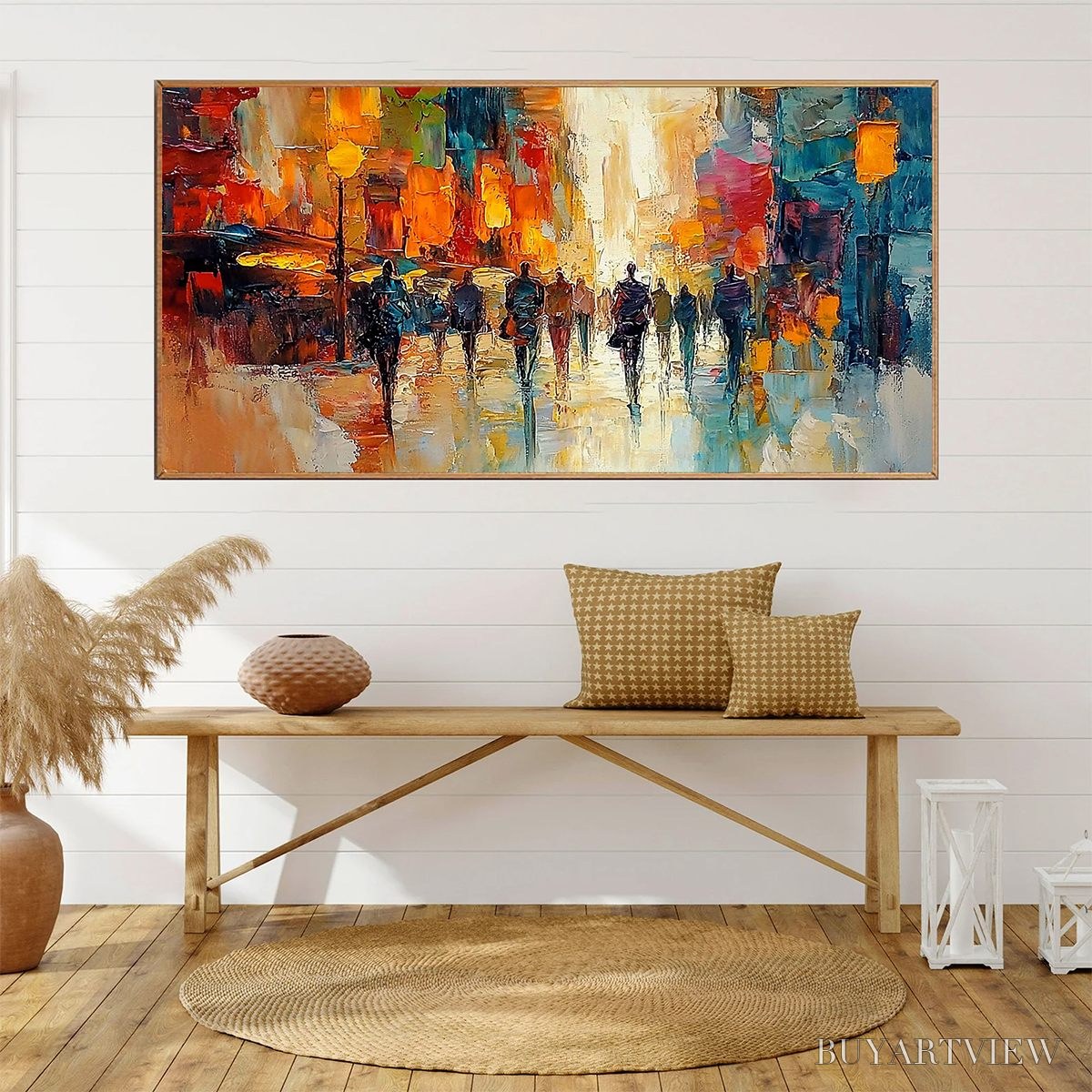 ARTOVITAS City Lights – Textured Impasto Cityscape Oil Painting - image 4