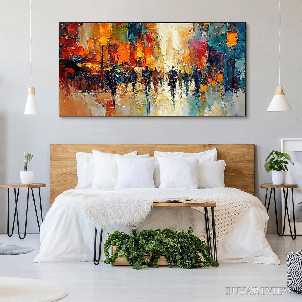 ARTOVITAS City Lights – Textured Impasto Cityscape Oil Painting - image 5