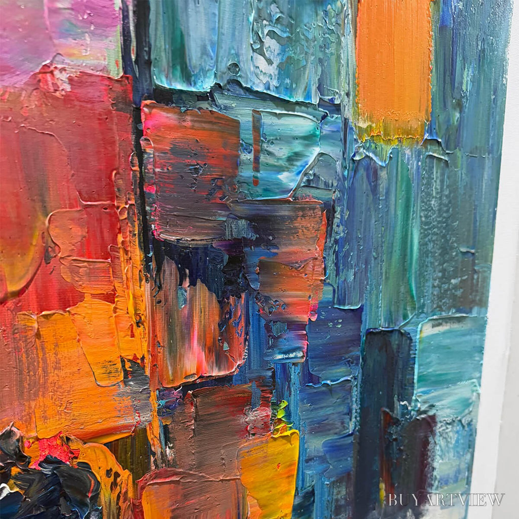 ARTOVITAS City Lights – Textured Impasto Cityscape Oil Painting - image 6