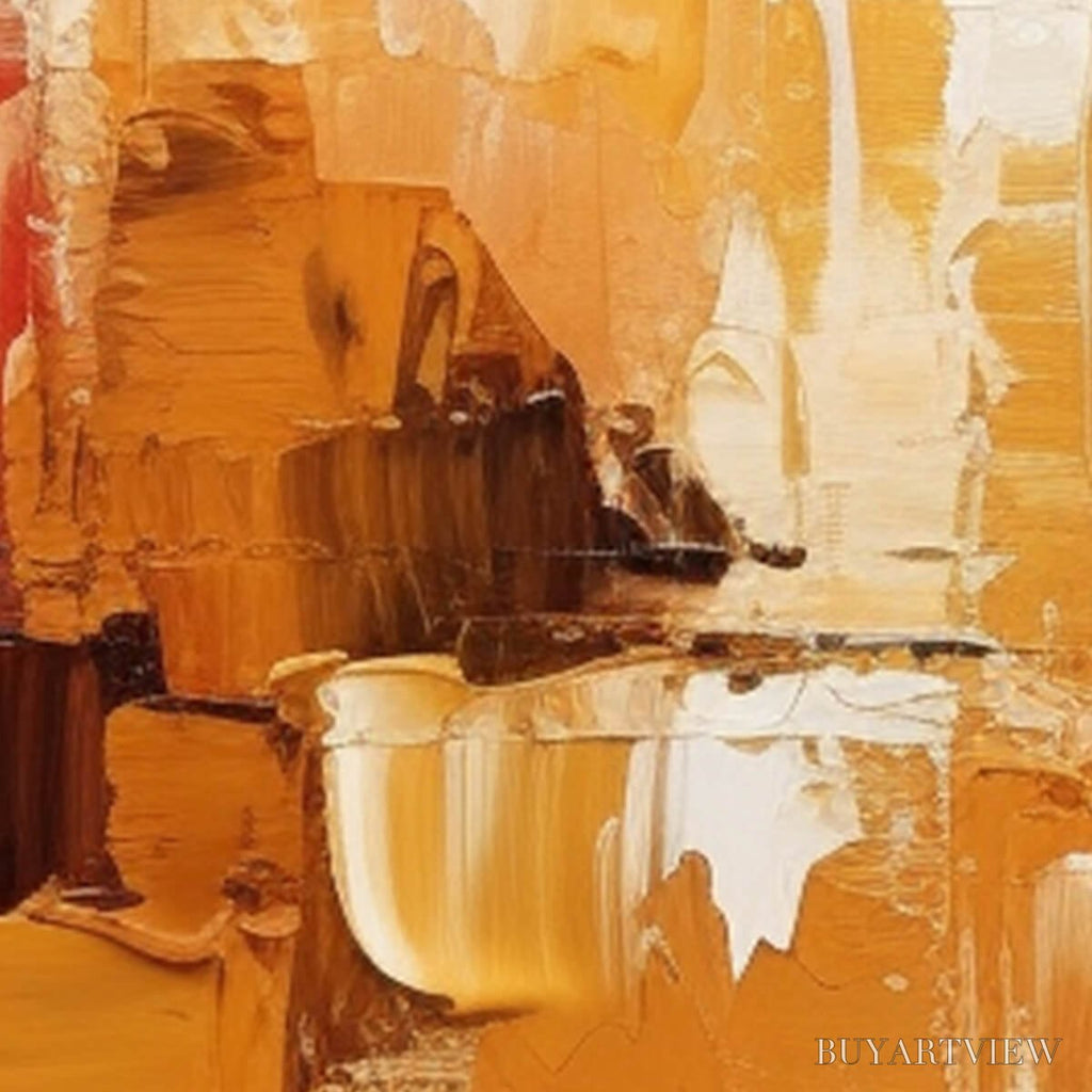 ARTOVITAS Urban Reflections – Abstract Cityscape Impasto Oil Painting - image 3