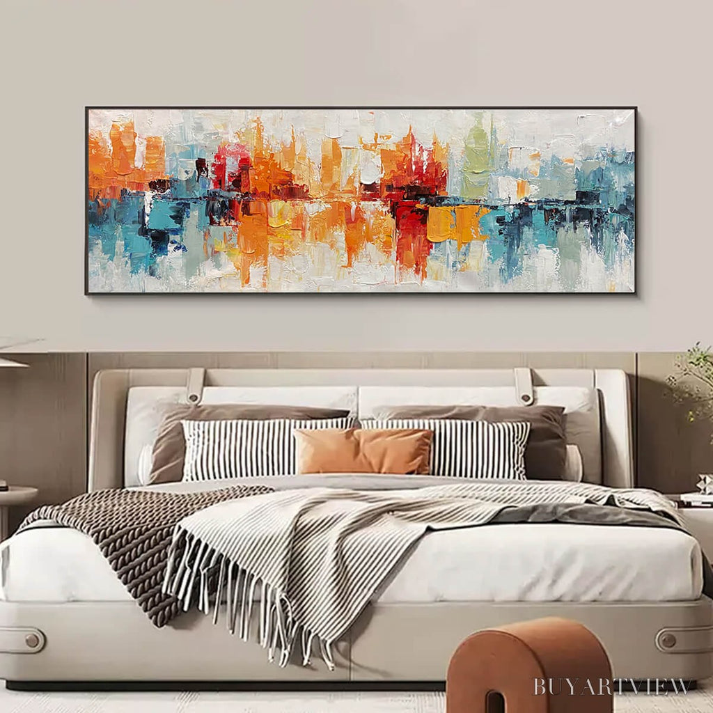 ARTOVITAS Urban Reflections – Abstract Cityscape Impasto Oil Painting - image 4