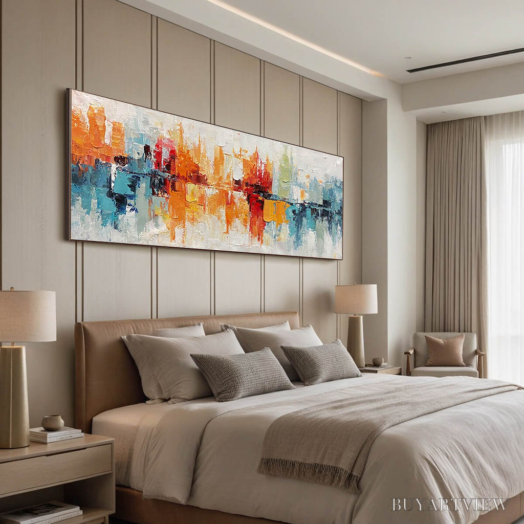 ARTOVITAS Urban Reflections – Abstract Cityscape Impasto Oil Painting - image 5