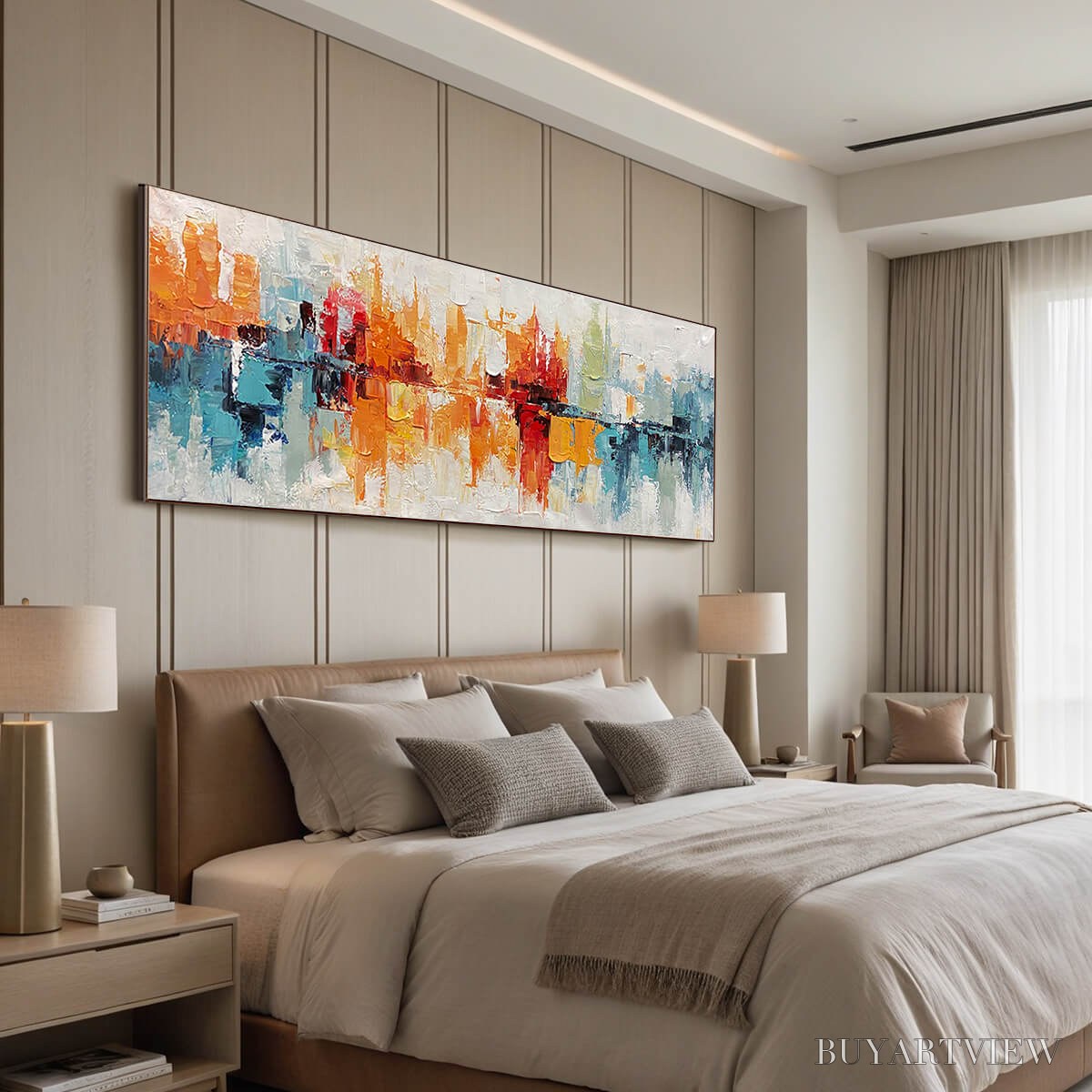 ARTOVITAS Urban Reflections – Abstract Cityscape Impasto Oil Painting - image 5