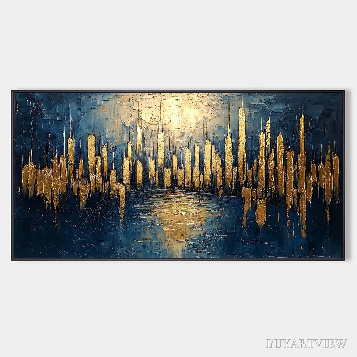 ARTOVITAS Golden Metropolis – Panoramic Cityscape Oil Painting - image 1