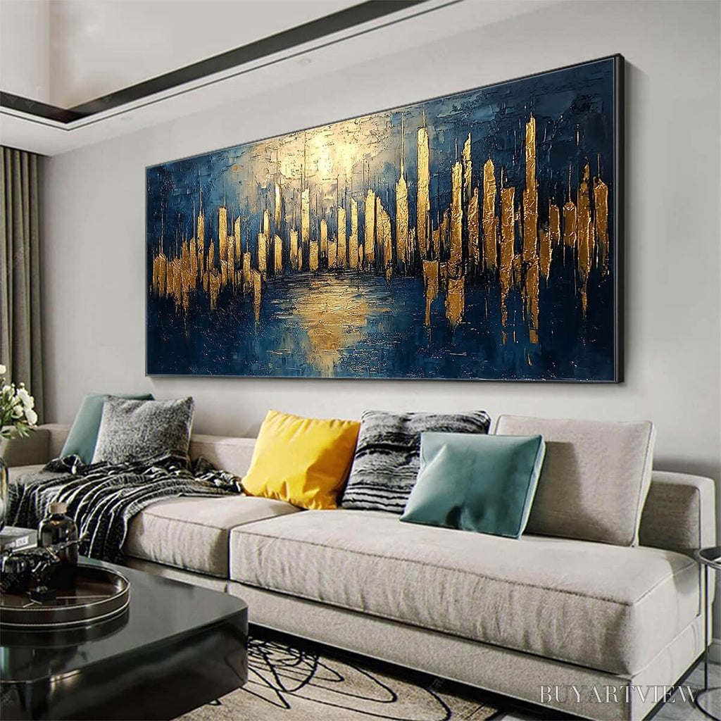 ARTOVITAS Golden Metropolis – Panoramic Cityscape Oil Painting - image 4