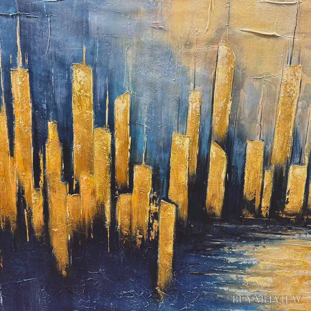 ARTOVITAS Golden Metropolis – Panoramic Cityscape Oil Painting - image 5
