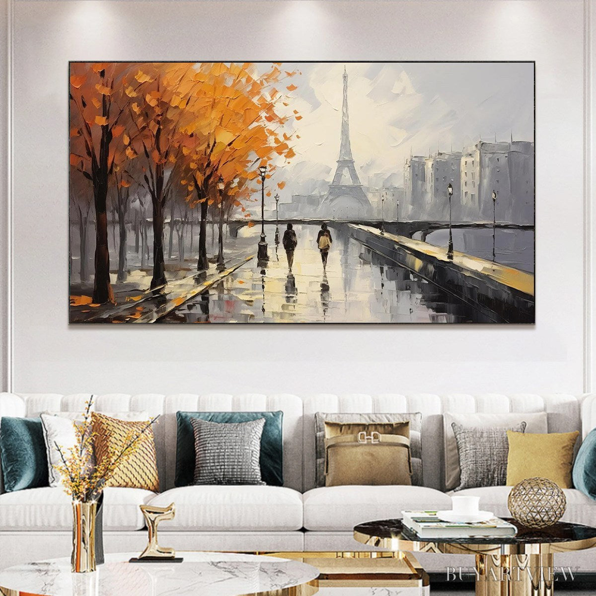 ARTOVITAS Parisian Rain – Textured Cityscape Oil Painting - image 2