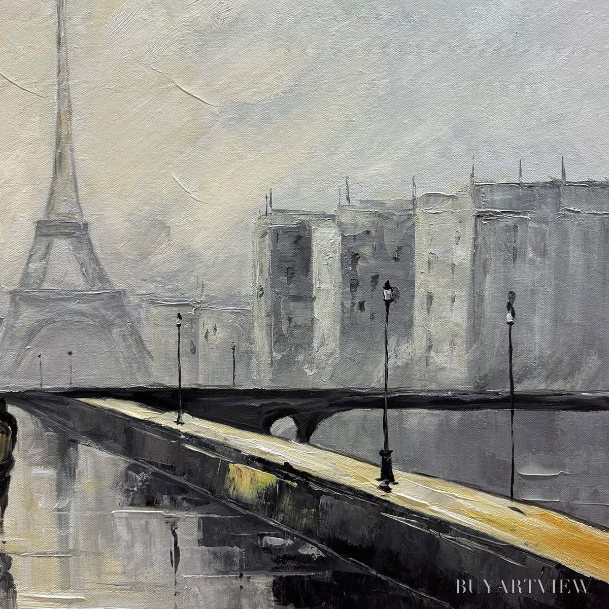ARTOVITAS Parisian Rain – Textured Cityscape Oil Painting - image 5