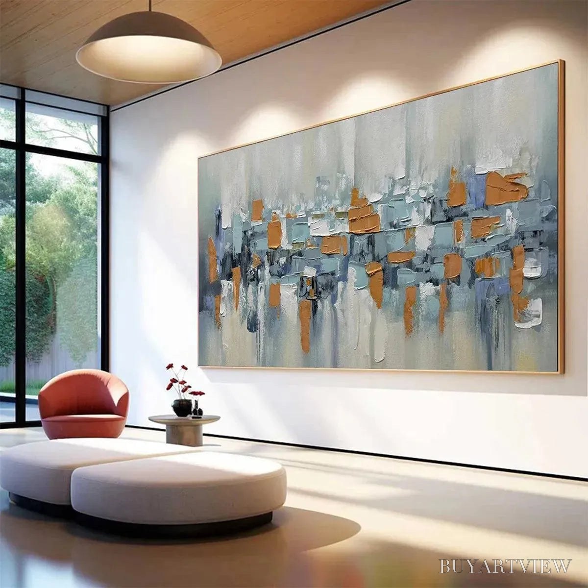 ARTOVITAS Urban Abstract – Textured Abstract Painting, Modern , Panoramic Canvas, Office Decor - image 2