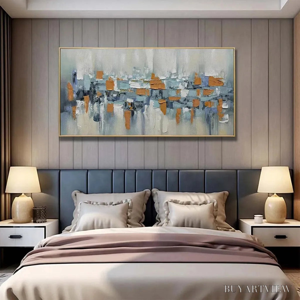 ARTOVITAS Urban Abstract – Textured Abstract Painting, Modern , Panoramic Canvas, Office Decor - image 4