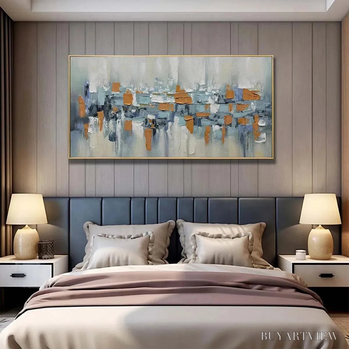 ARTOVITAS Urban Abstract – Textured Abstract Painting, Modern , Panoramic Canvas, Office Decor - image 4
