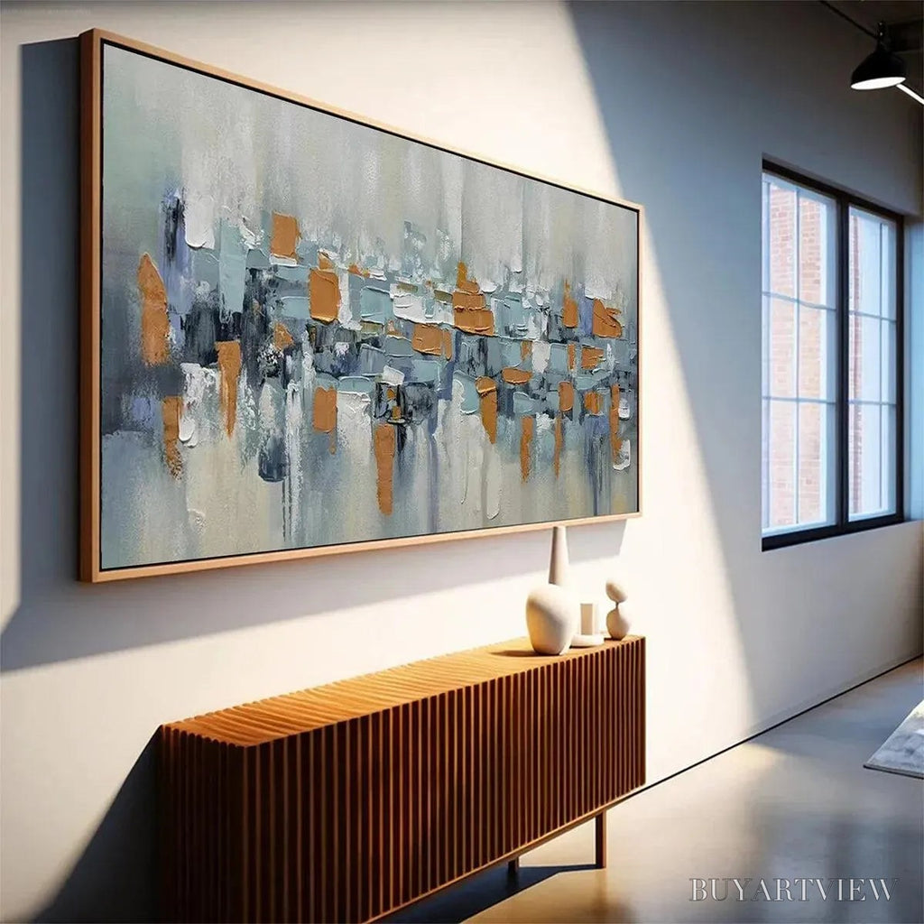 ARTOVITAS Urban Abstract – Textured Abstract Painting, Modern , Panoramic Canvas, Office Decor - image 5