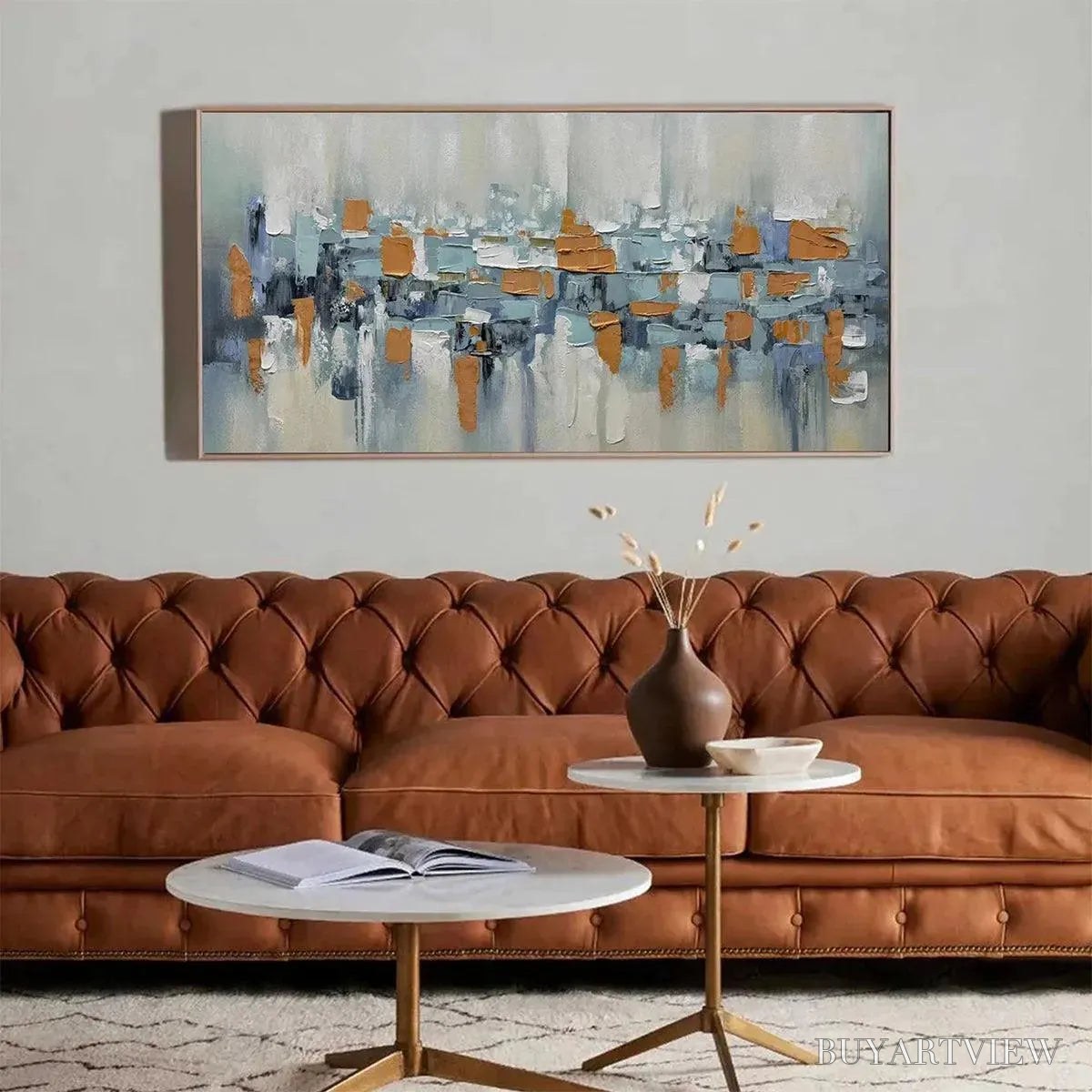 ARTOVITAS Urban Abstract – Textured Abstract Painting, Modern , Panoramic Canvas, Office Decor - image 6