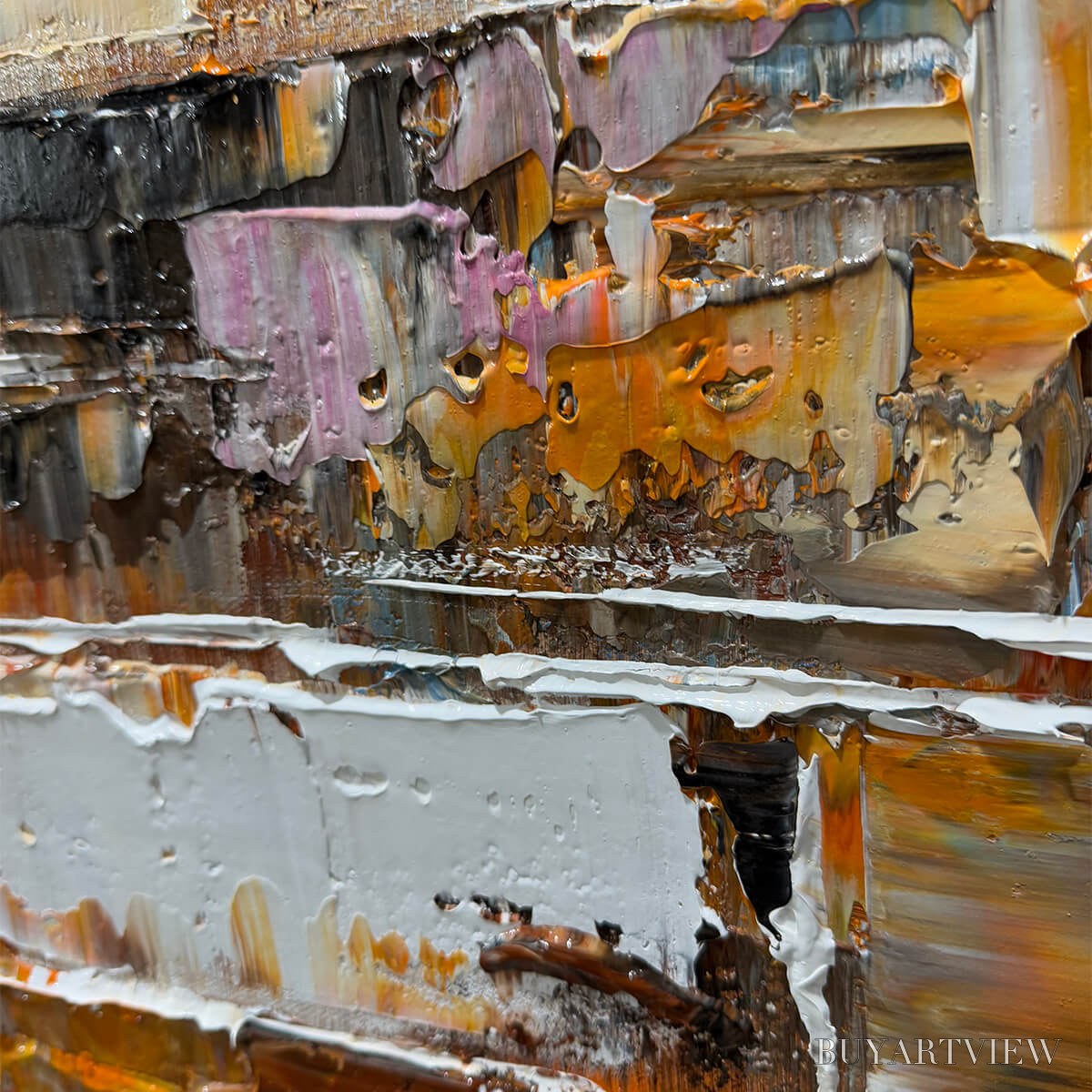 ARTOVITAS Urban Abstract – Beige Abstract Painting, Modern , Textured Canvas, Vertical Artwork - image 3
