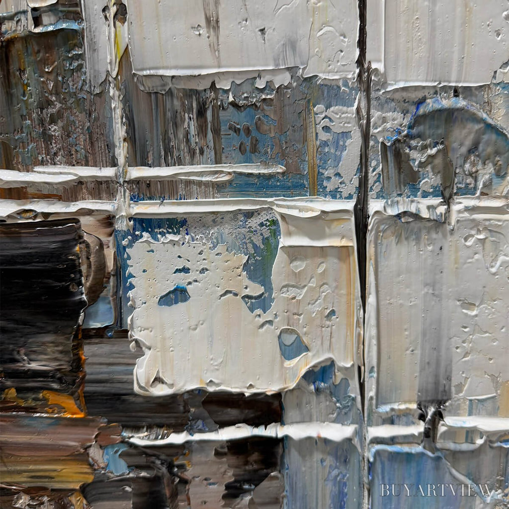ARTOVITAS Urban Abstract – Beige Abstract Painting, Modern , Textured Canvas, Vertical Artwork - image 6