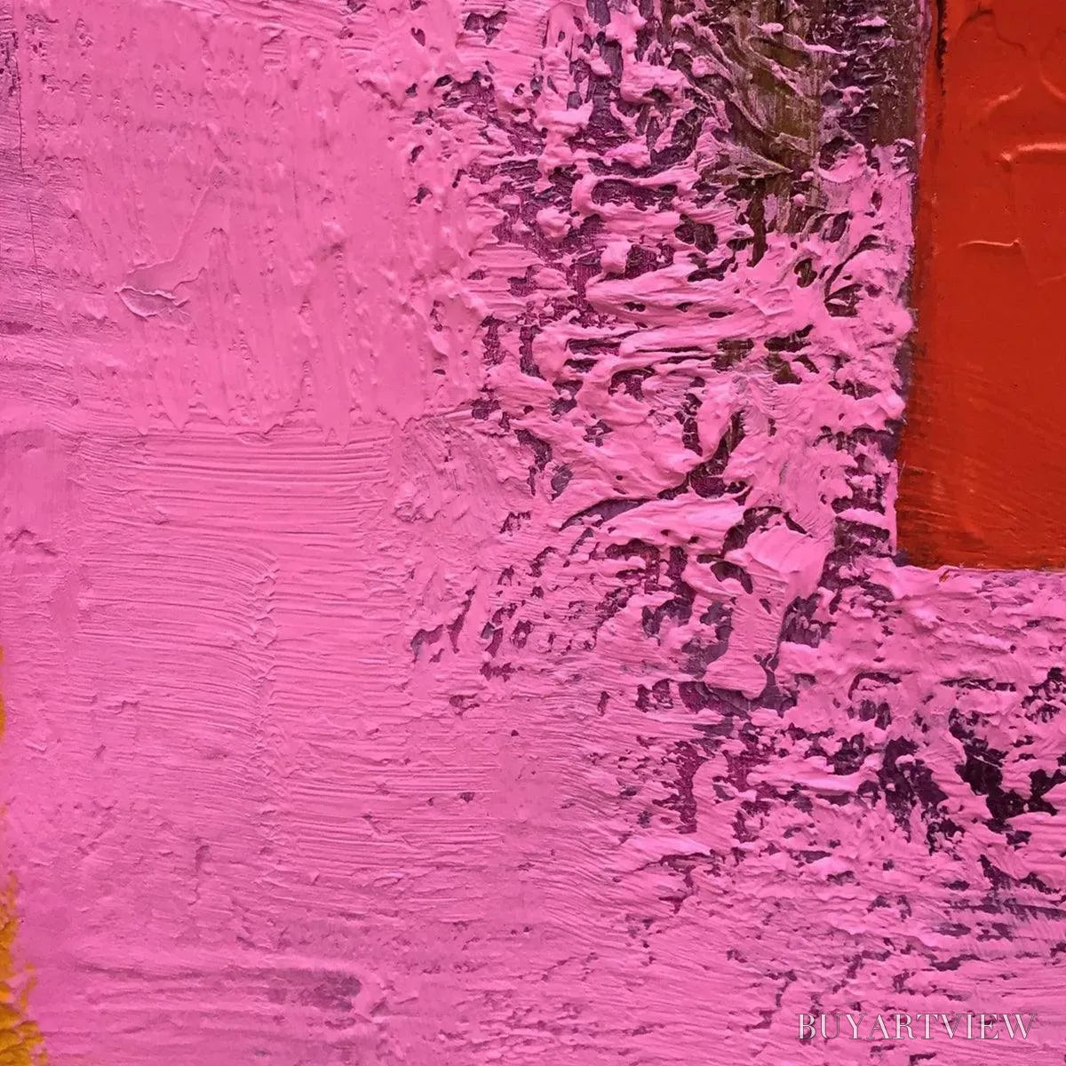 ARTOVITAS Pink and Green Urban Abstract – Colorful Abstract City Painting, Square - image 6