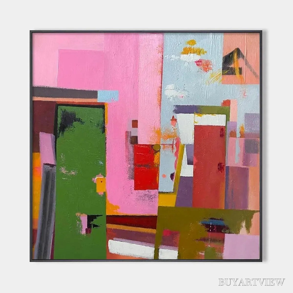 ARTOVITAS Abstract Urban Scene – Colorful Abstract City Painting, Square - image 1