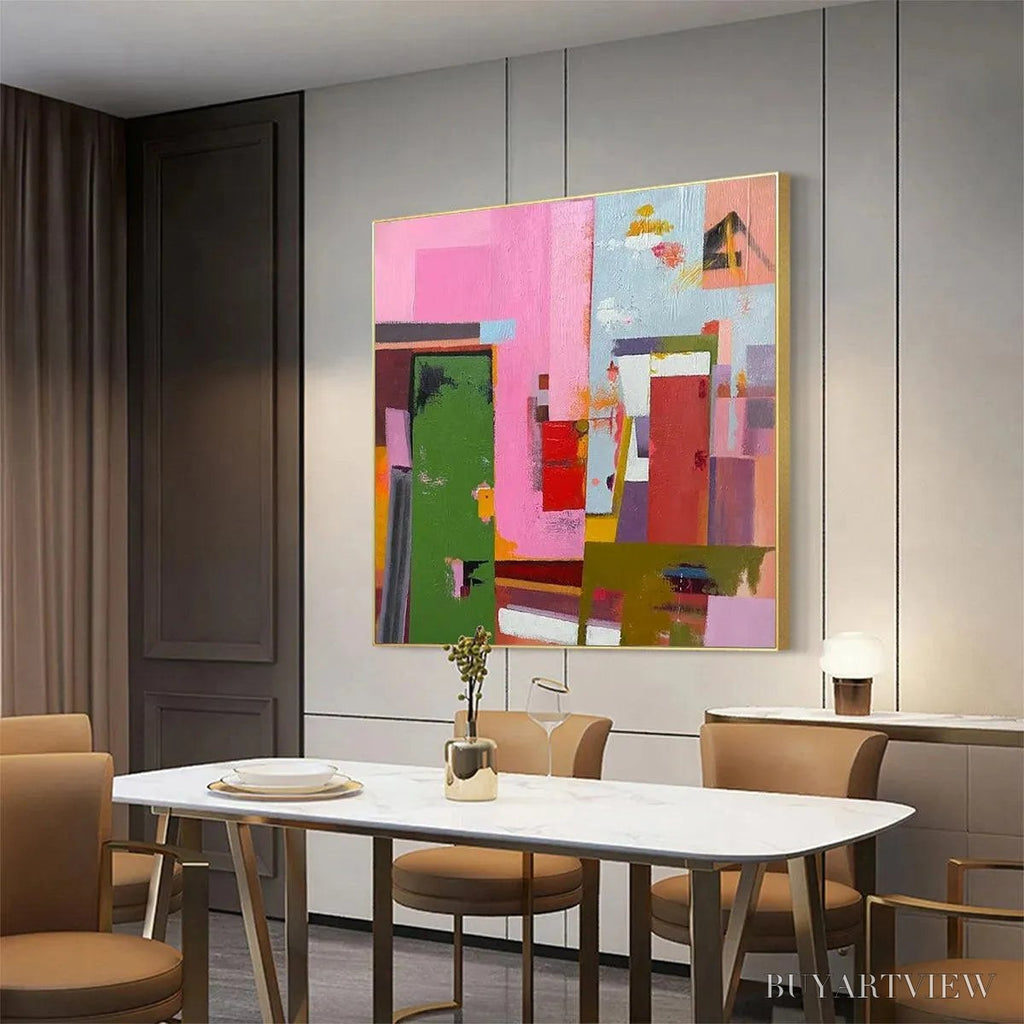 ARTOVITAS Abstract Urban Scene – Colorful Abstract City Painting, Square - image 5