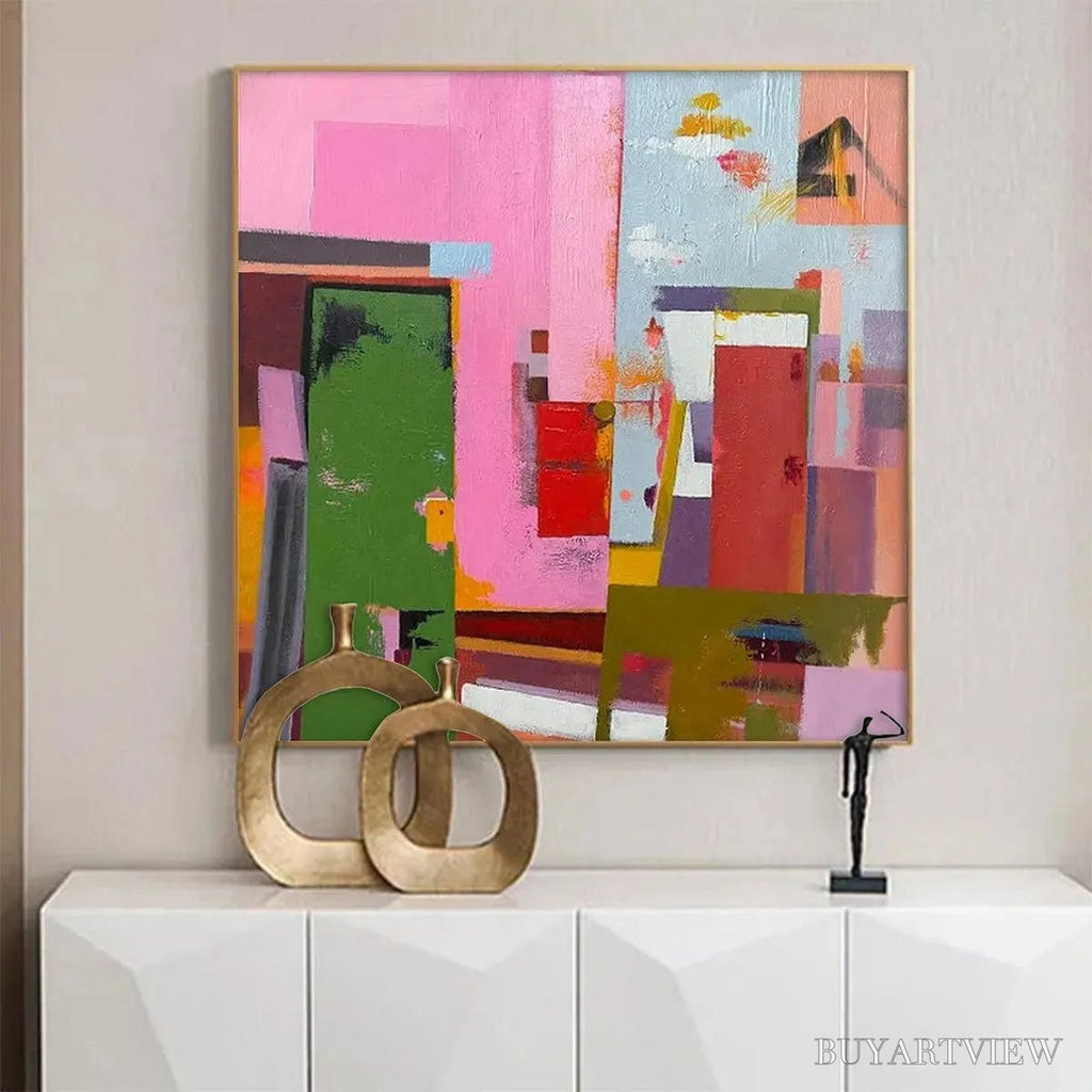 ARTOVITAS Abstract Urban Scene – Colorful Abstract City Painting, Square - image 6