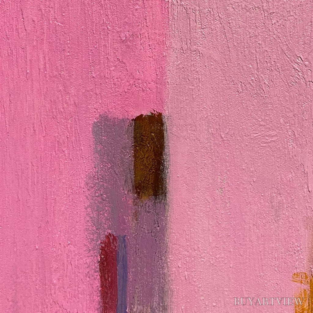 ARTOVITAS Pink City Abstract – Colorful Abstract City Painting, Vertical - image 5