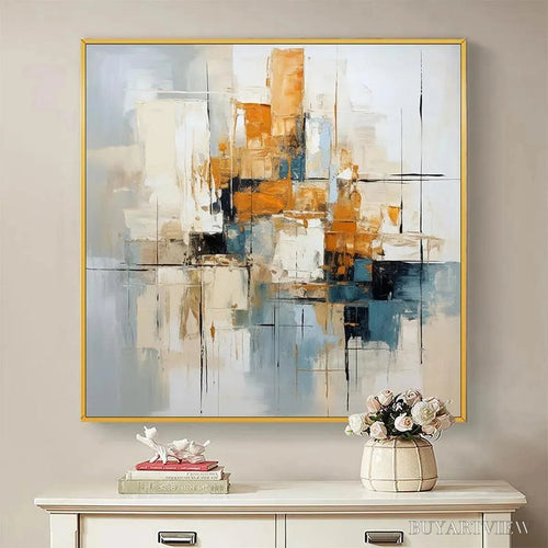 ARTOVITAS Abstract Cityscape – Textured Geometric Abstract Painting, Square - image 2