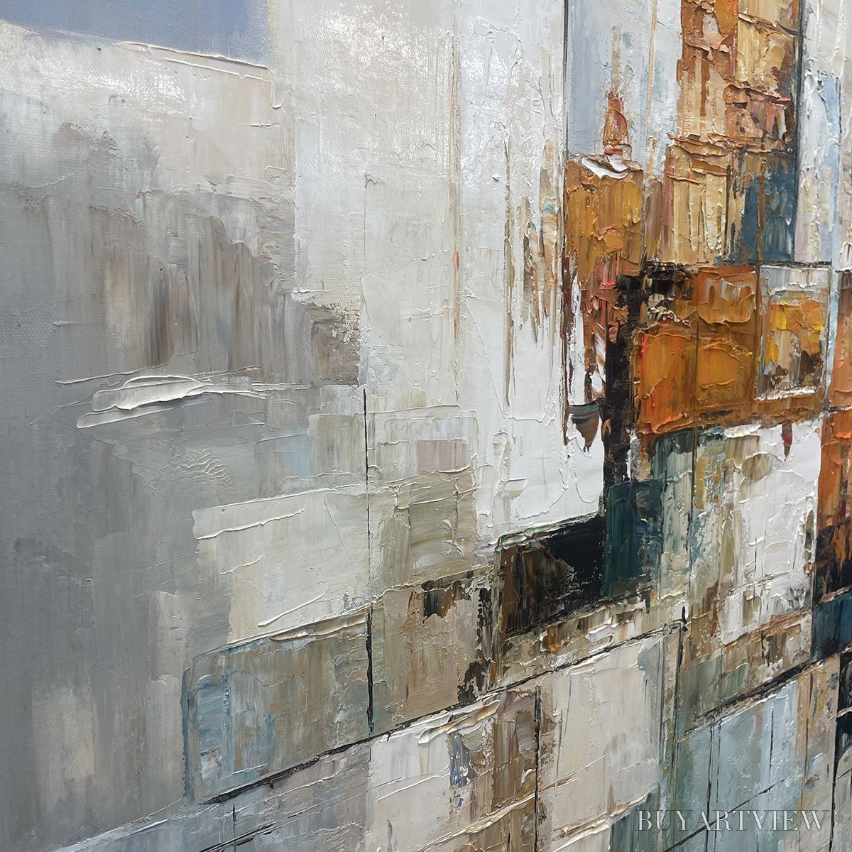 ARTOVITAS Abstract Cityscape – Textured Geometric Abstract Painting, Square - image 3