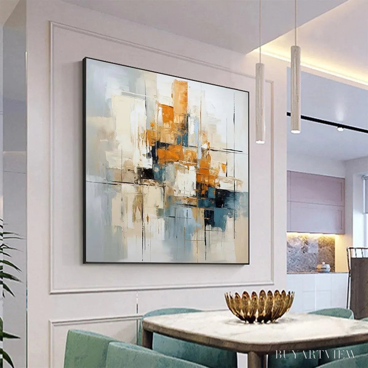 ARTOVITAS Abstract Cityscape – Textured Geometric Abstract Painting, Square - image 4