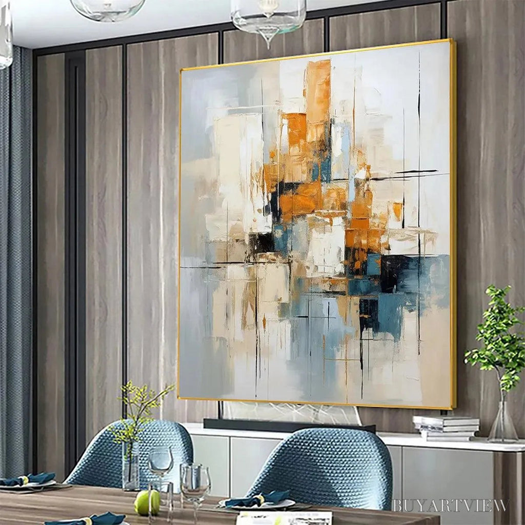 ARTOVITAS Abstract Cityscape – Textured Geometric Abstract Painting, Square - image 5