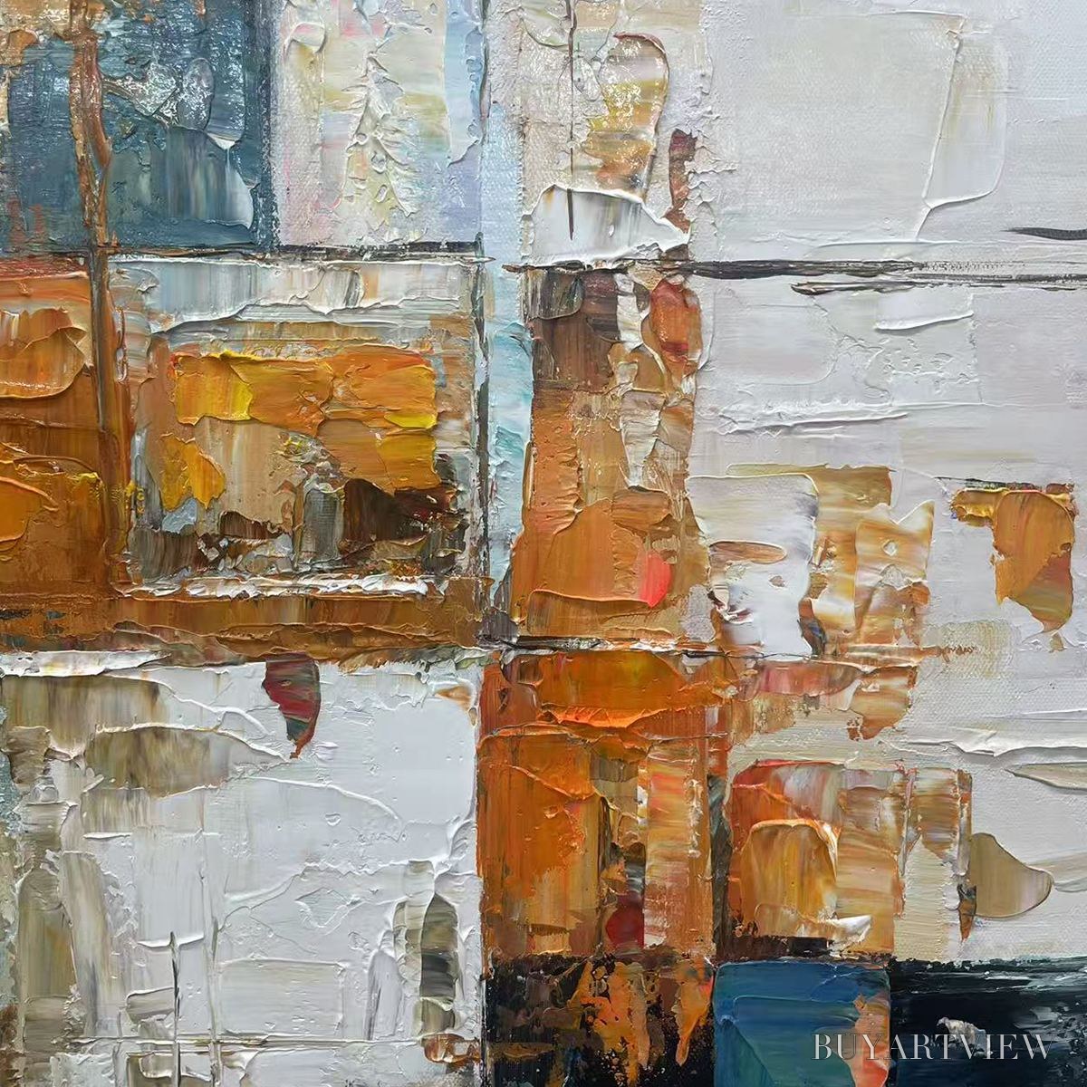 ARTOVITAS Abstract Cityscape – Textured Geometric Abstract Painting, Square - image 6