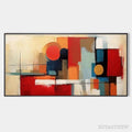 ARTOVITAS Urban Geometry – Minimalist Abstract Painting in Red and Gold - image 1