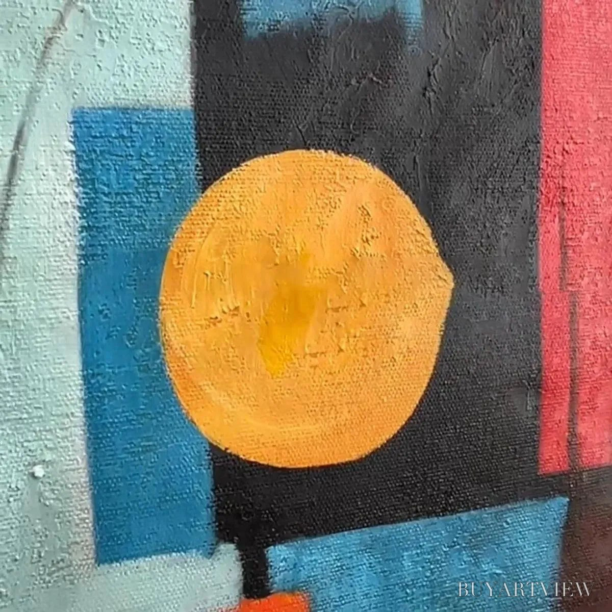 ARTOVITAS Urban Geometry – Minimalist Abstract Painting in Red and Gold - image 3