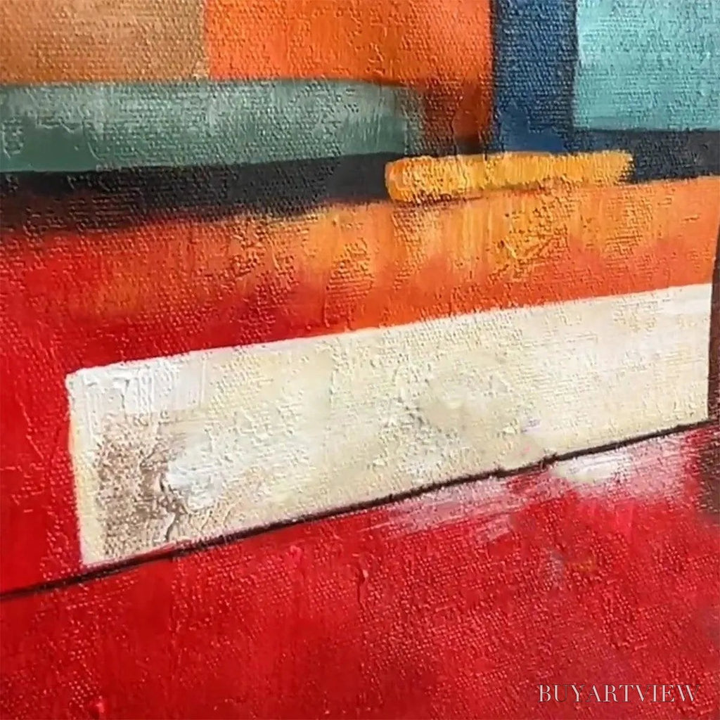 ARTOVITAS Urban Geometry – Minimalist Abstract Painting in Red and Gold - image 5